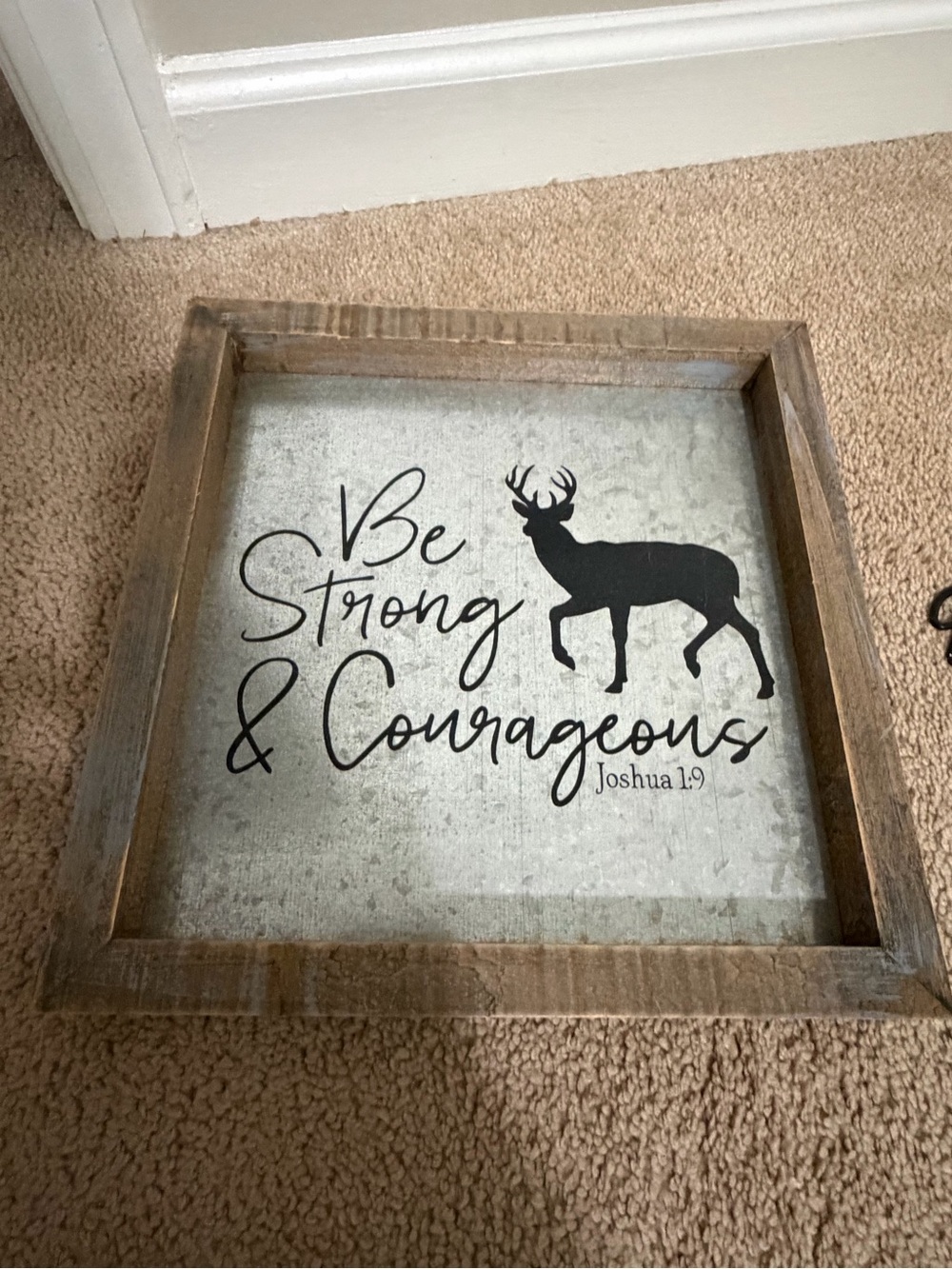 Be Strong & Courageous Wall Tray - Deer Silhouette